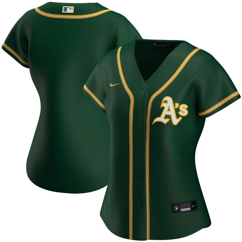 2020 MLB Women Oakland Athletics Nike Green Alternate 2020 Replica Team Jersey 1